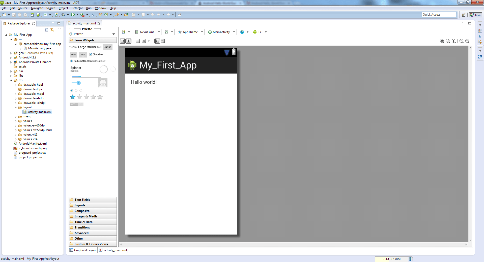 android first example xml
