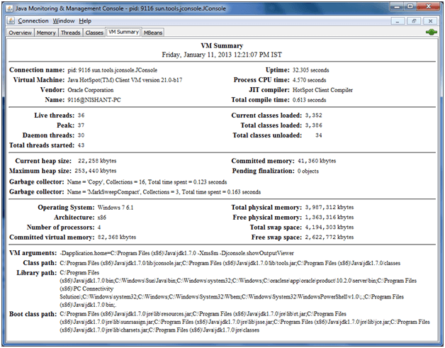Visual VM output