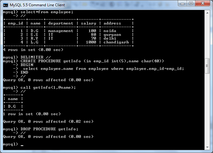 mysql procedure