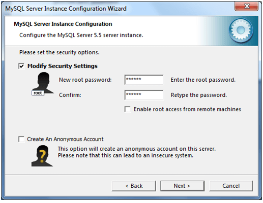 password set mysql