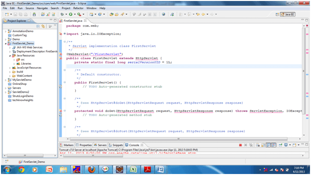 Servlet setup finish next