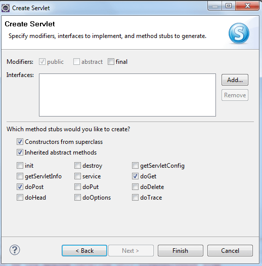 Servlet setup finish