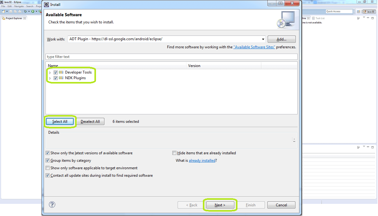 Eclipse ADT install