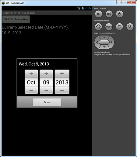 Date picker example