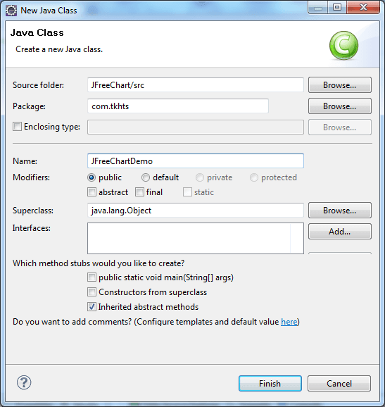 Creating a JFreeChart class