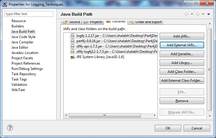 Perf4J with SLF4J and Log4j jars