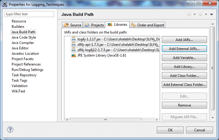 slf4j-log4j binding jars